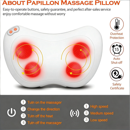 4-Node Shiatsu Massage Pillow with Heat for Full-Body Pain Relief